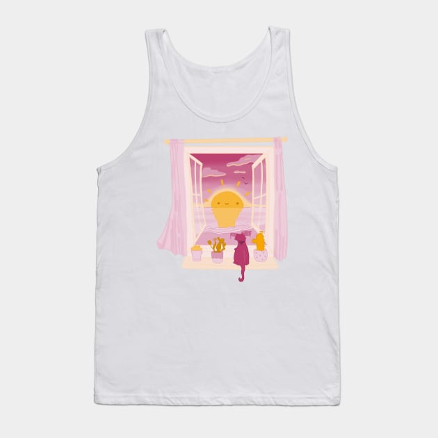 cute sunset window Tank Top by moonlitdoodl